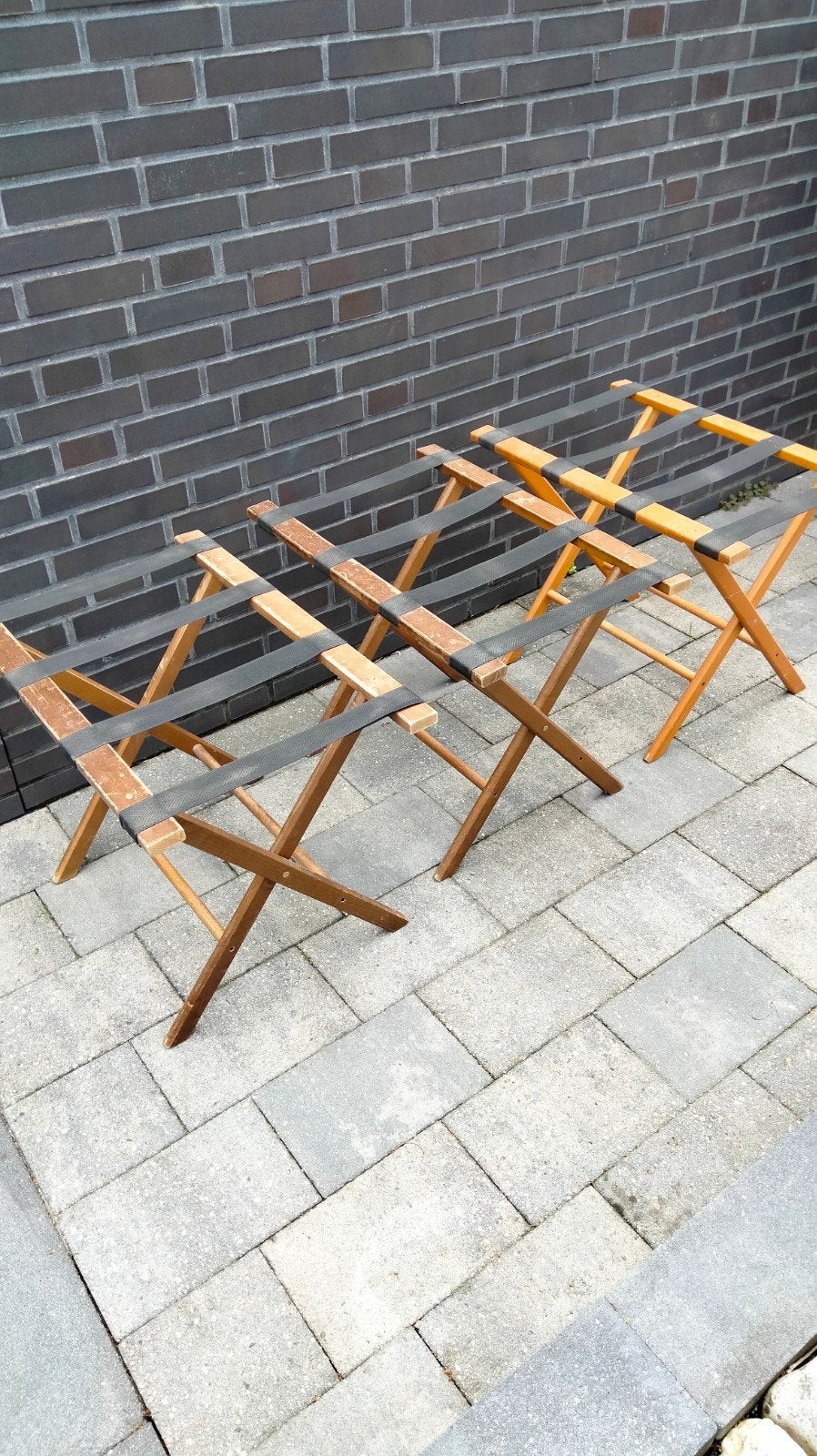 3 stuks houten koffer standaard / kofferstandaard/ kofferrek, Ophalen of Verzenden, Gebruikt