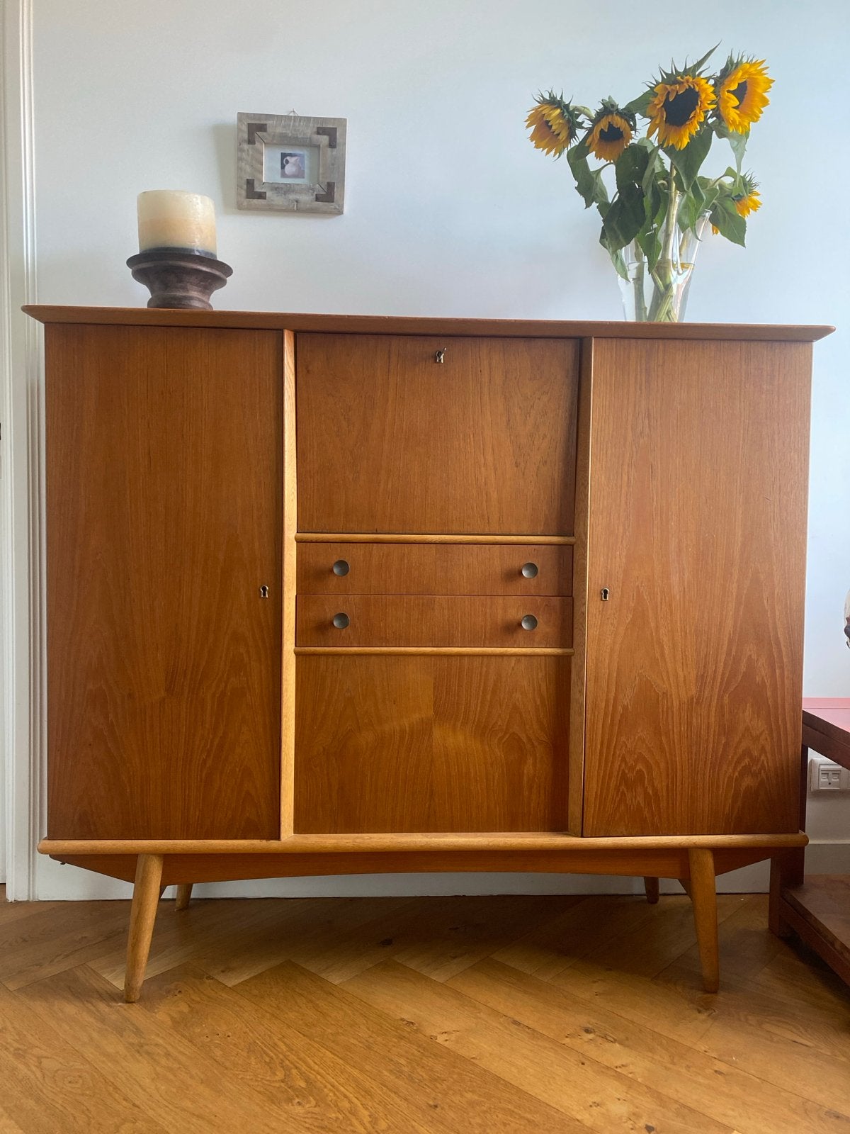 Vintage Deens Teak Dressoir met Bar en Lades - Jaren '60, Ophalen