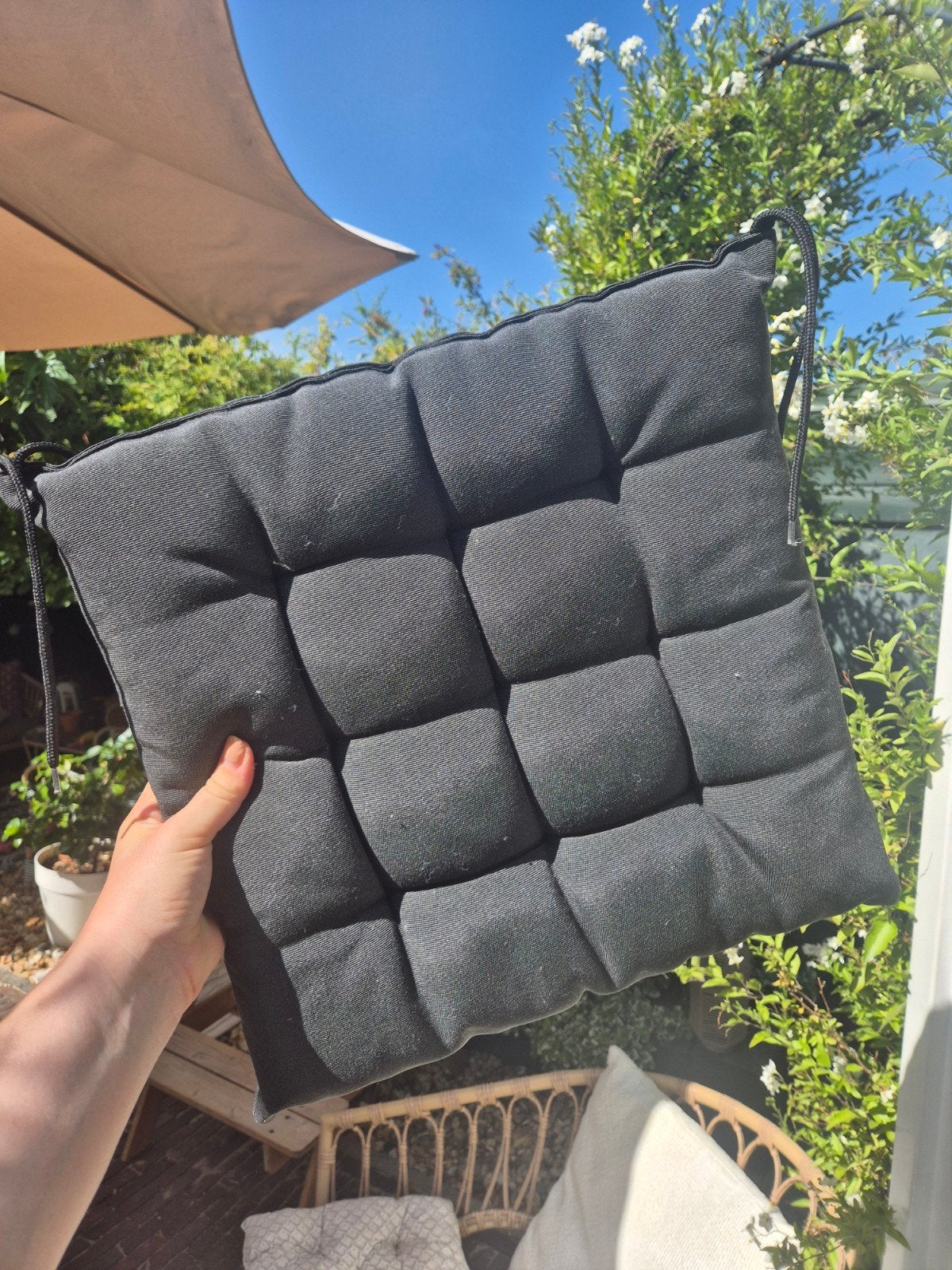 IKEA Tuinkussen Stoelkussen Zwart, Ophalen of Verzenden, Gebruikt