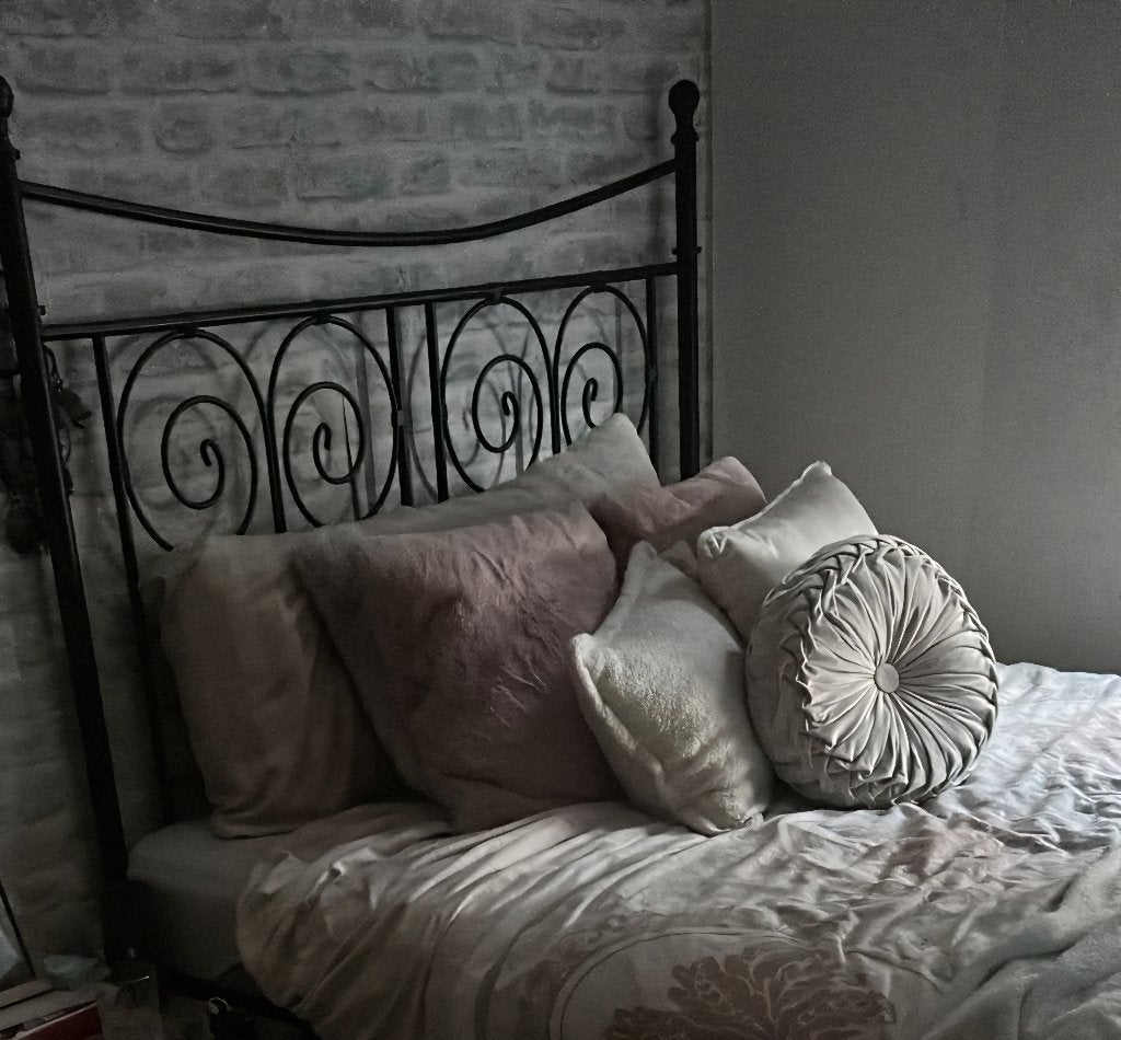 Ikea metalen zwart bed, Ophalen, Gebruikt, Zwart, Tweepersoons