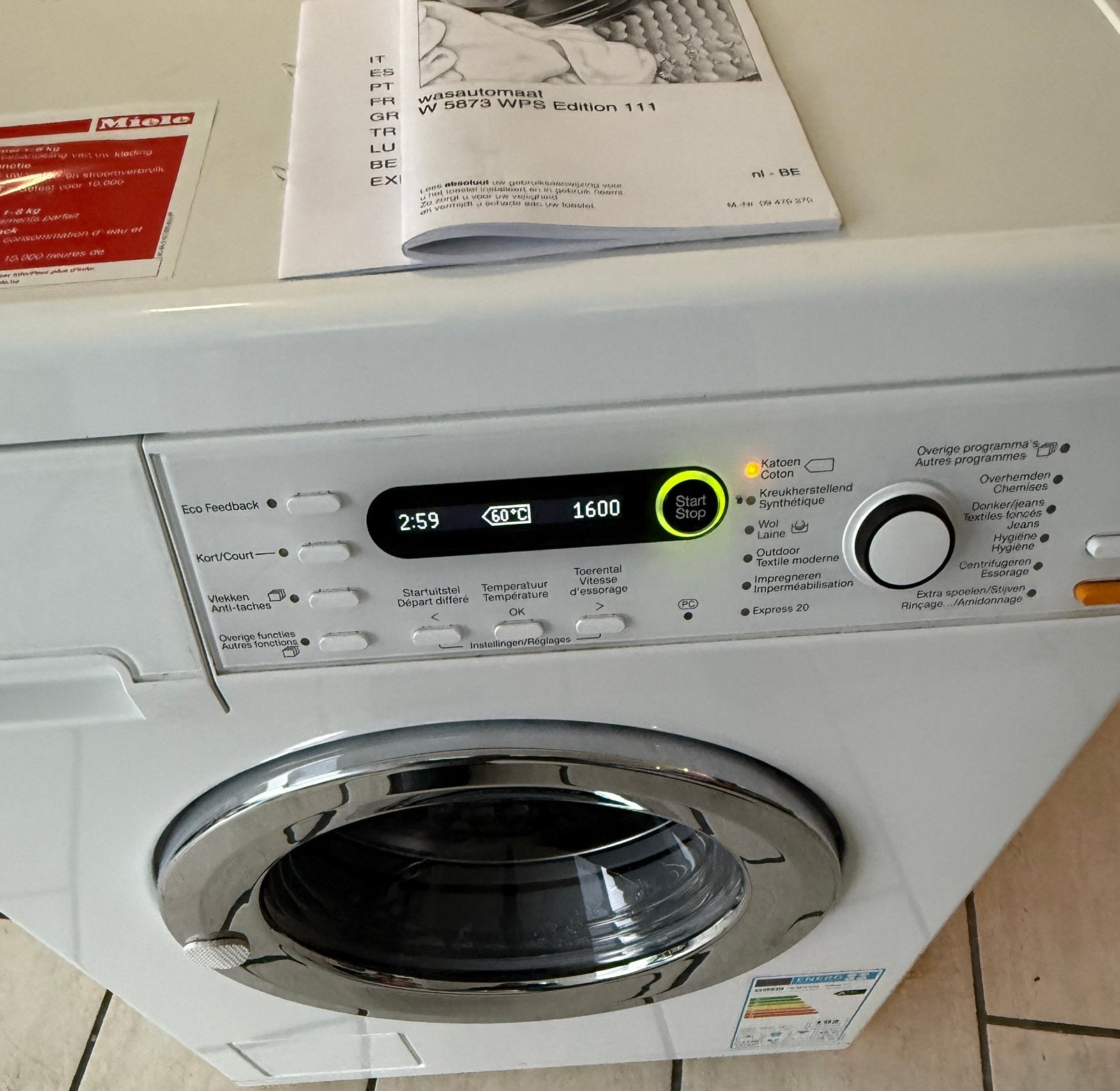 Foto 9 van Miele 8Kilo-1600toeren A+++ energieverbruik in topstaat