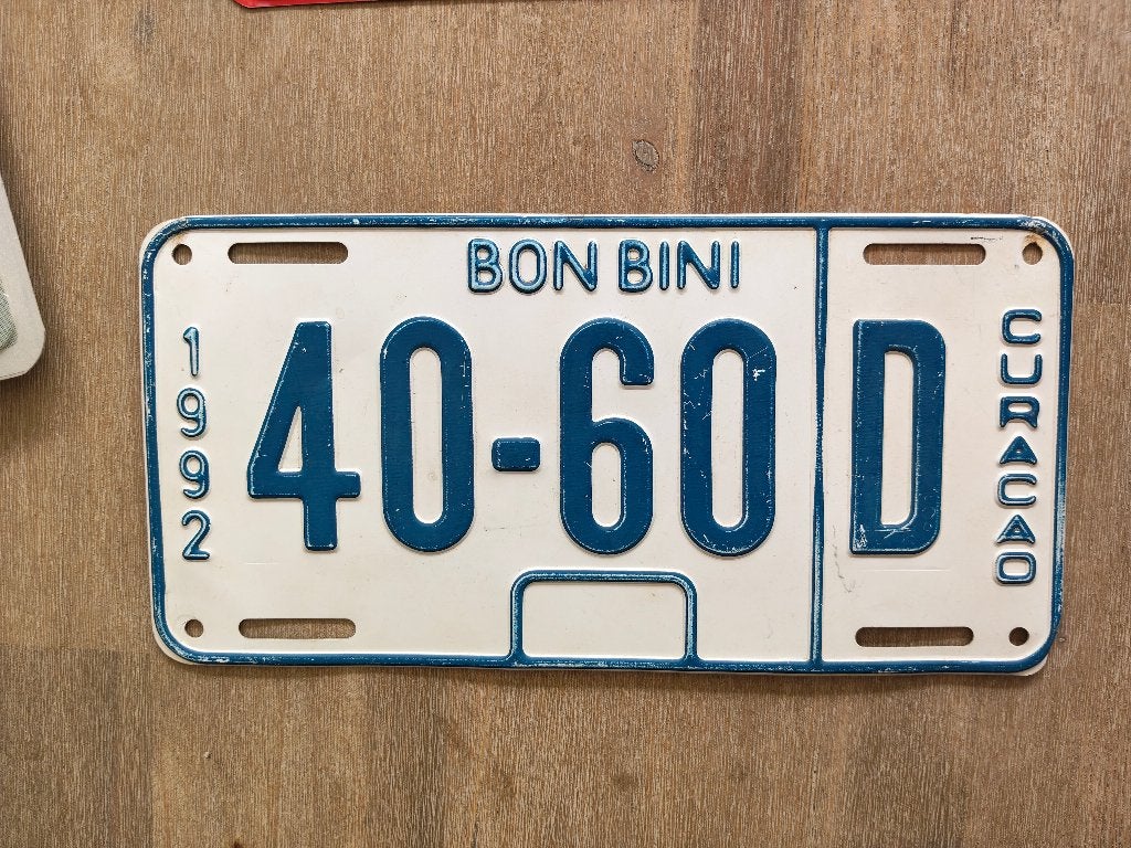8102 nummerbord bon bini 40-60 D curacao 1992, Verzenden, Auto's