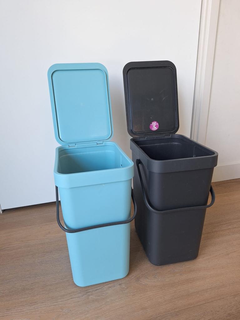 Brabantia Sort & Go Inbouw 12L - Set van 2 (Blauw & Zwart), Huis en Inrichting, 10 tot 20 liter, Ophalen, Zo goed als nieuw, Kunststof