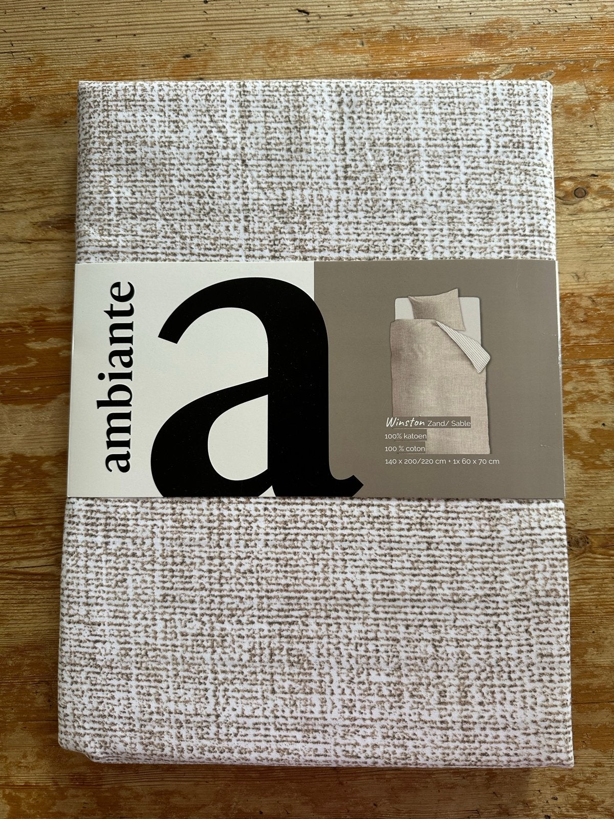 Ambiante Dekbedovertrek Winston Zand/Sable 140x200/220 cm, Ophalen, Eenpersoons, Beige, Dekbedovertrek