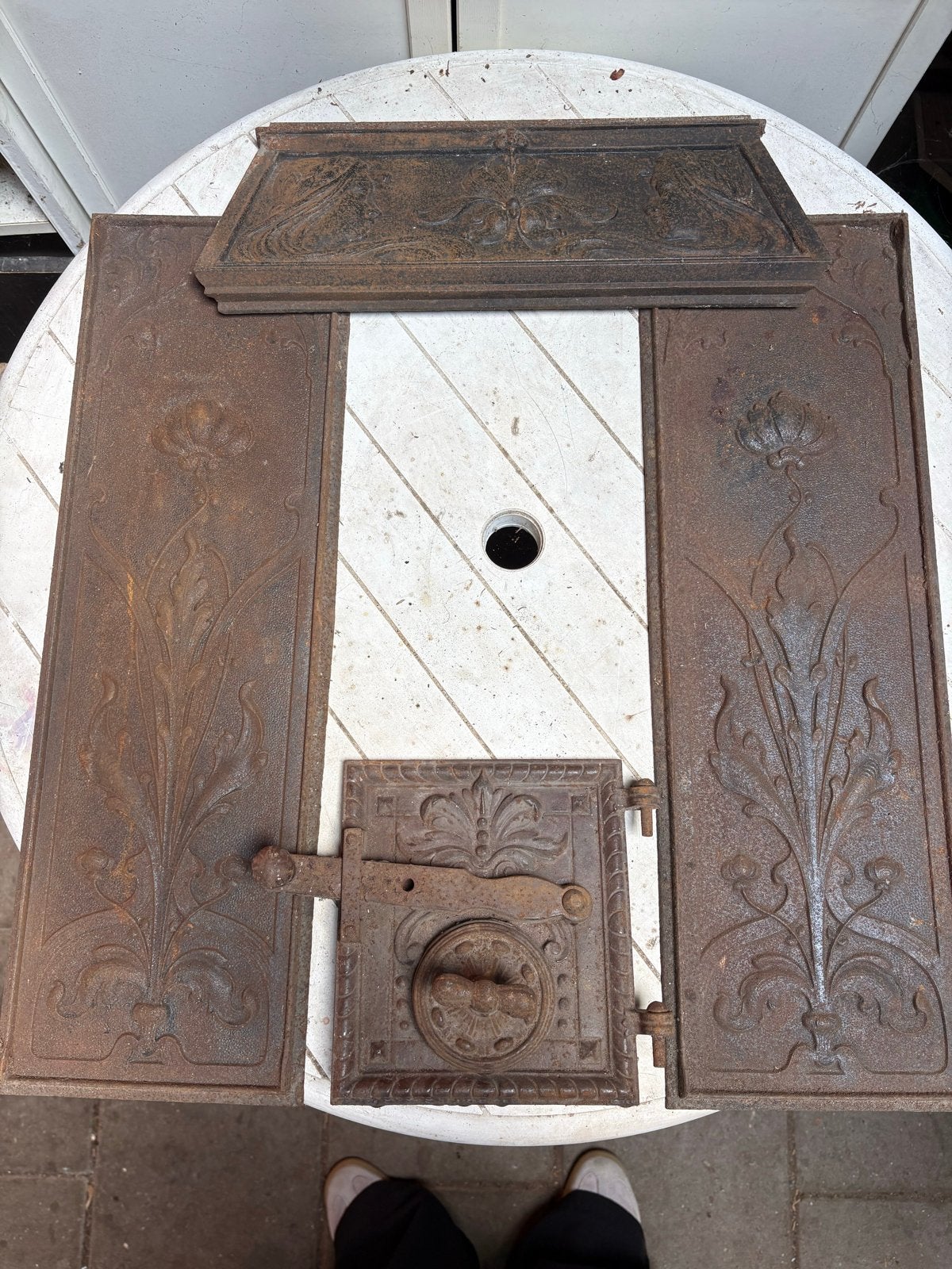 Antiek Gietijzeren Kachel Onderdelen - Jugendstil Art Nouvea, Antiek en Kunst, Ophalen