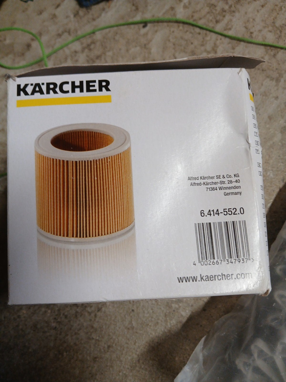 Kärcher Patroonfilter voor nat- en droogzuigers 6.414-552.0, Ophalen