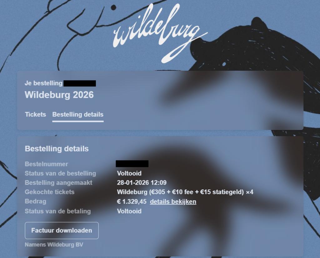 Wildeburg ticket 1x, Eén persoon, Meerdaags