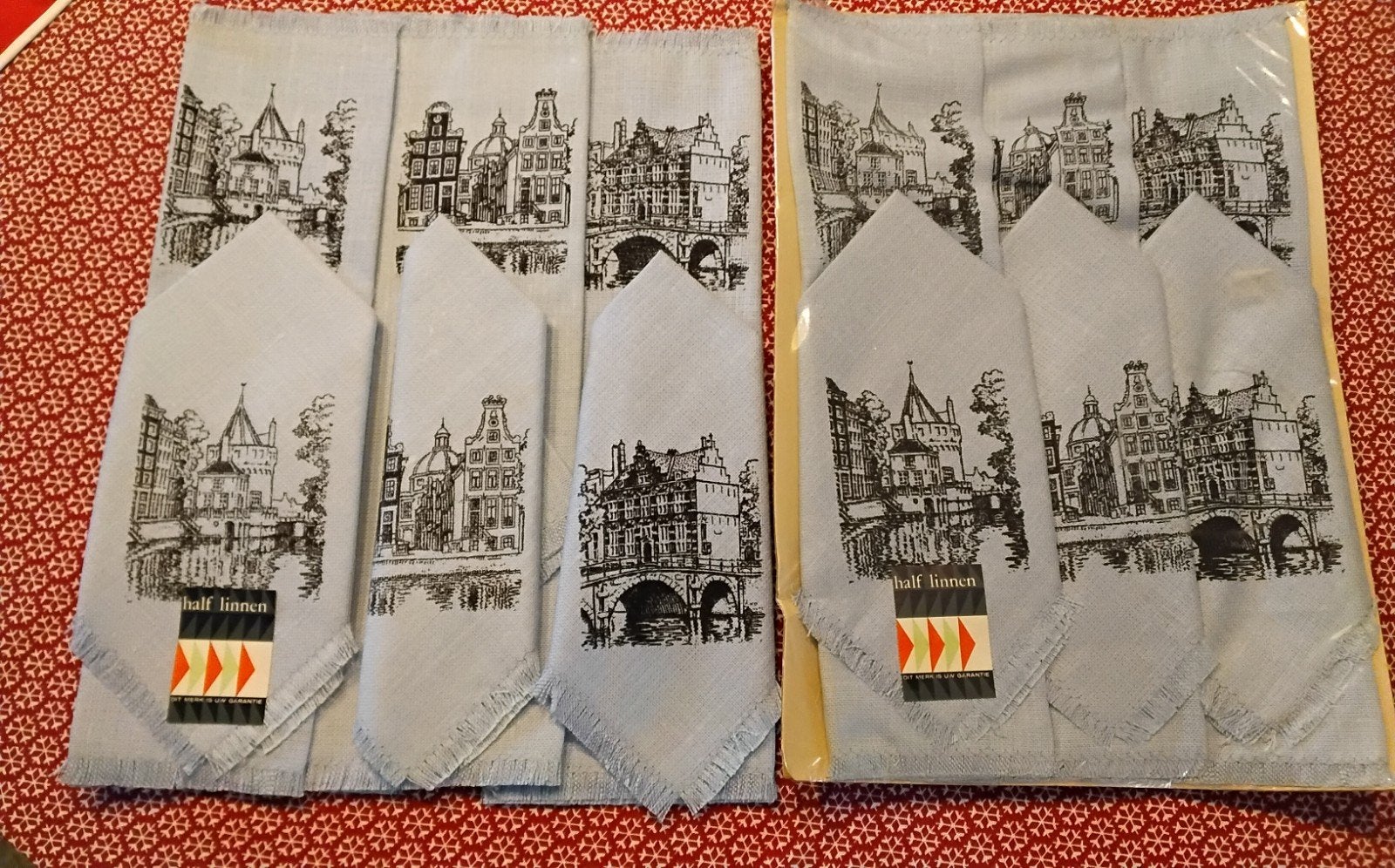 Servetten Amsterdam Kerst Grachtenwoningen Vintage, Ophalen