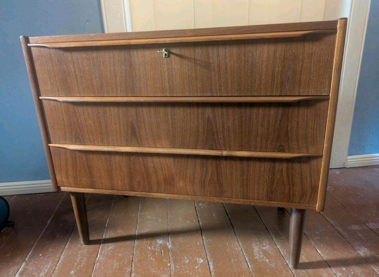 Deense vintage jaren 60 teak commode ladenkast, Ophalen, Gebruikt, Deens mid century, Teakhout