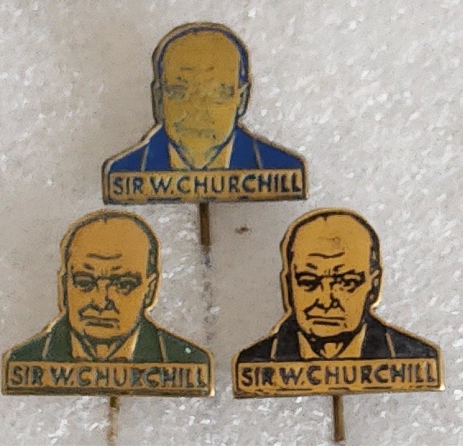 3 Speldjes Sir W. Churchill, Ophalen of Verzenden, Gebruikt, Overige onderwerpen, Speldje of Pin