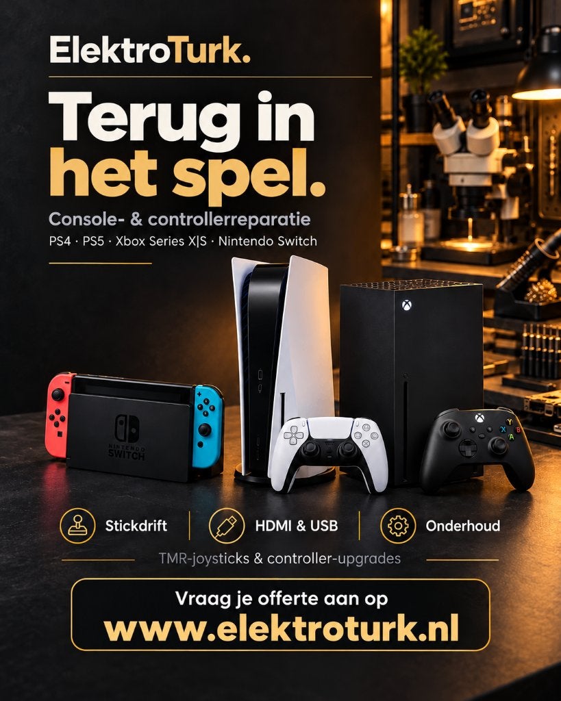 PS5, PS4, Xbox & Nintendo Switch reparatie | Stickdrift, Garantie, Laptops