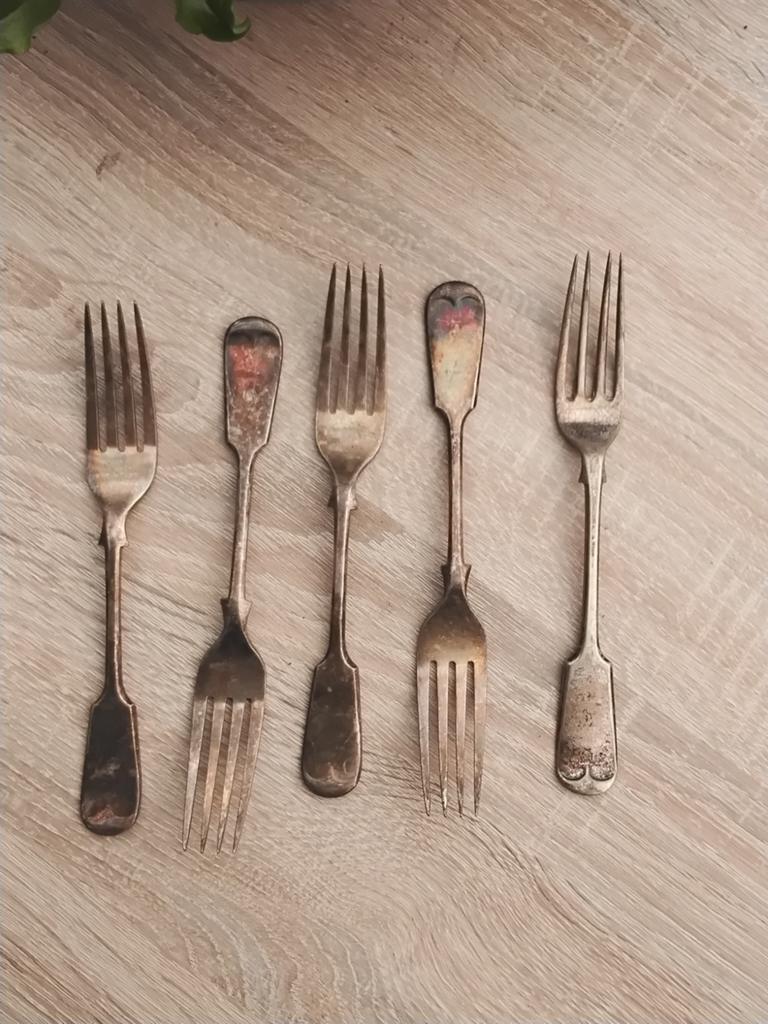Set van 5 antieke zilveren vorken - E.P.S.G.N. gemerkt, Ophalen