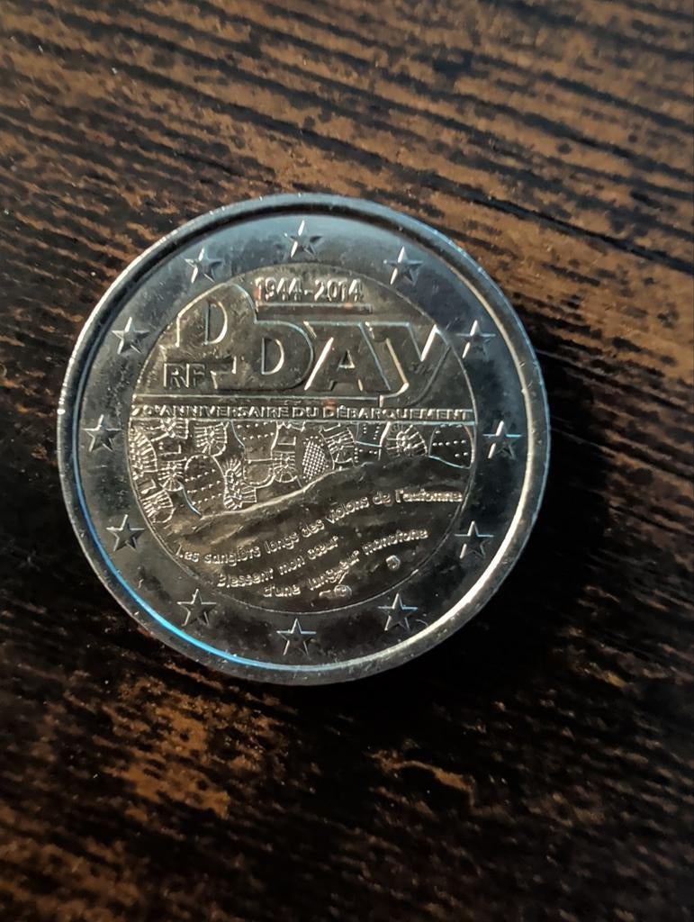 D-Day 2 euro munt 1944-2014 - 70e verjaardag Landing Normand, Postzegels en Munten, Munten | Europa | Euromunten, Ophalen of Verzenden