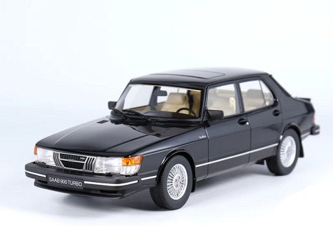 Saab 900 Turbo Sedan 1988 Zwart Metallic 1:18 (Inkl.Vitrine), Overige merken, Auto, Nieuw, Ophalen of Verzenden