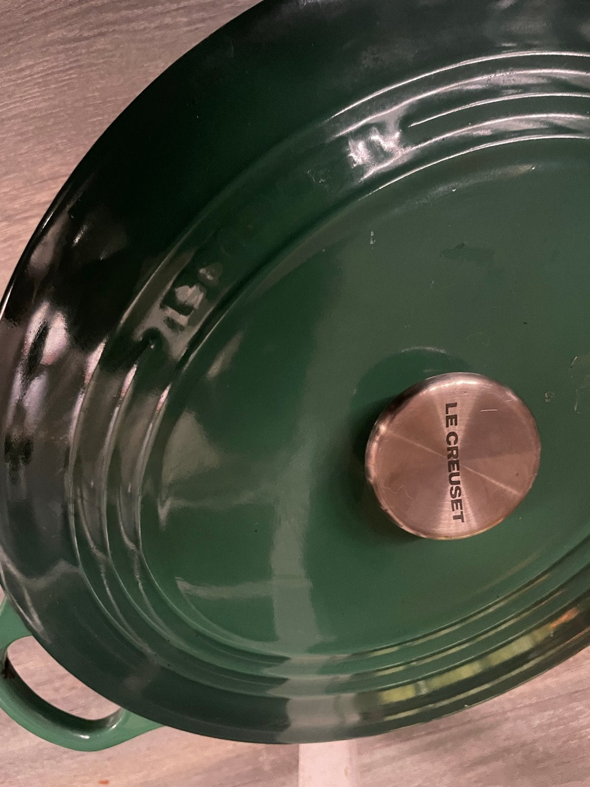 Le Creuset ovale braadpan 31 cm - Cactus Juniper, Ophalen, Met deksel, Le Creuset, Zo goed als nieuw