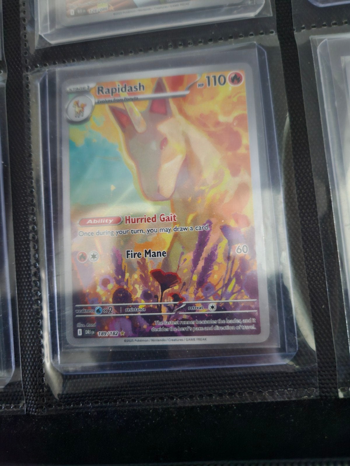 Pokemon Rapidash 189/182 Destined Rivals, Ophalen of Verzenden, Zo goed als nieuw, Losse kaart, Foil