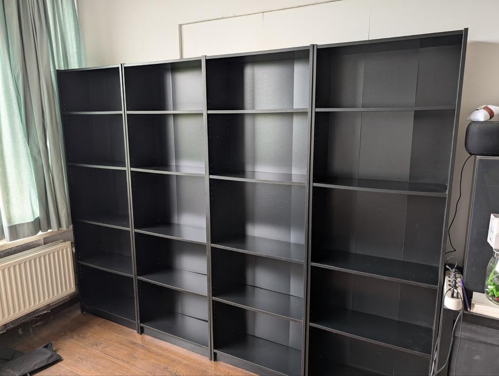 Ikea Finnby Boekenkast Zwart - 180x60x24cm, Ophalen, Met plank(en), Gebruikt, 50 tot 100 cm