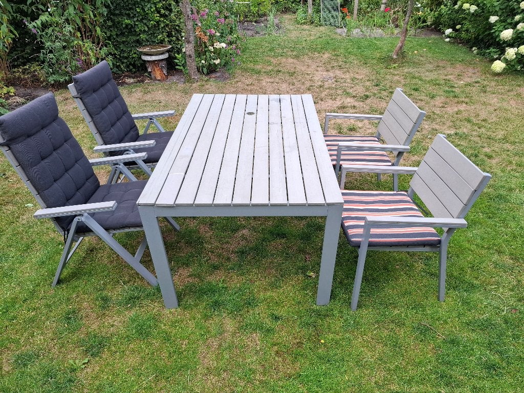 Ikea falster tuintafel van polywood en 4 stoelen, Ophalen, Gebruikt, Rechthoekig, Kunststof