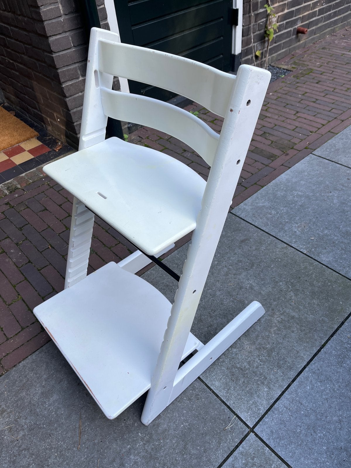 Stokke Tripp Trapp kinderstoel wit, Kinderen en Baby's, Ophalen, Gebruikt, Meegroeistoel, Aanschuifbaar