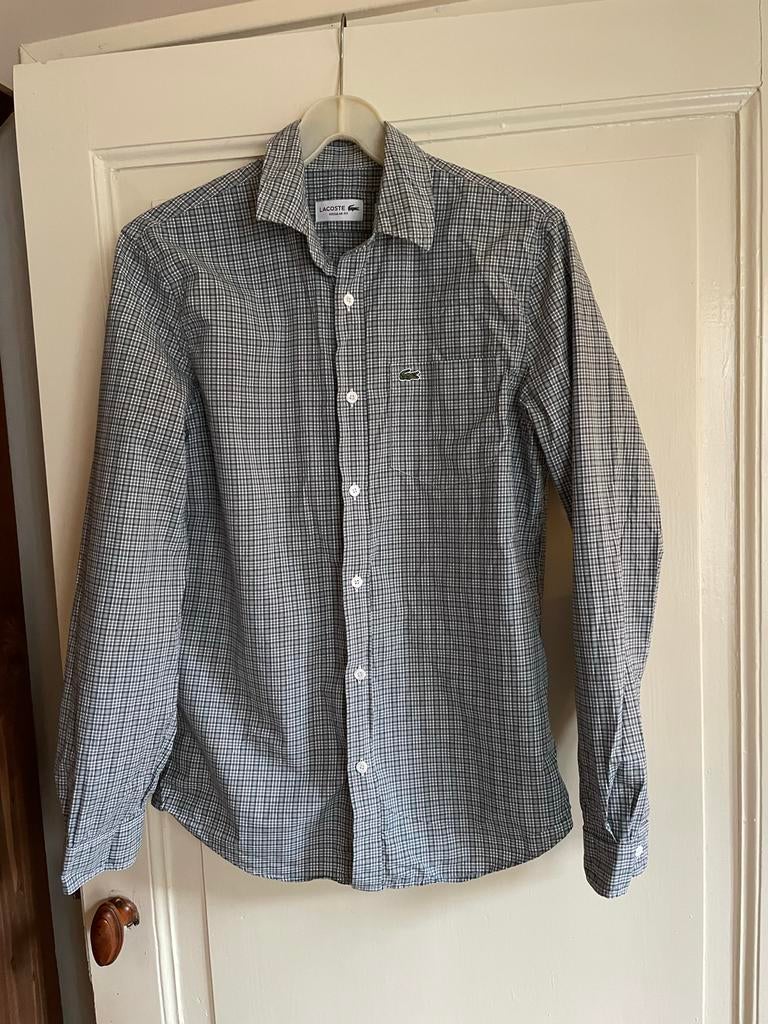 Lacoste Geruit Overhemd - Regular Fit, Kleding | Heren, Overhemden, Zo goed als nieuw, Halswijdte 39/40 (M), Grijs, Ophalen of Verzenden
