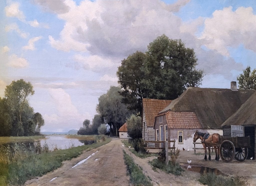 W.J. Alberts, 50x70cm doek, incl. nieuwe lijst, 550,- euro, Ophalen, Doek, Realistisch, Olieverf