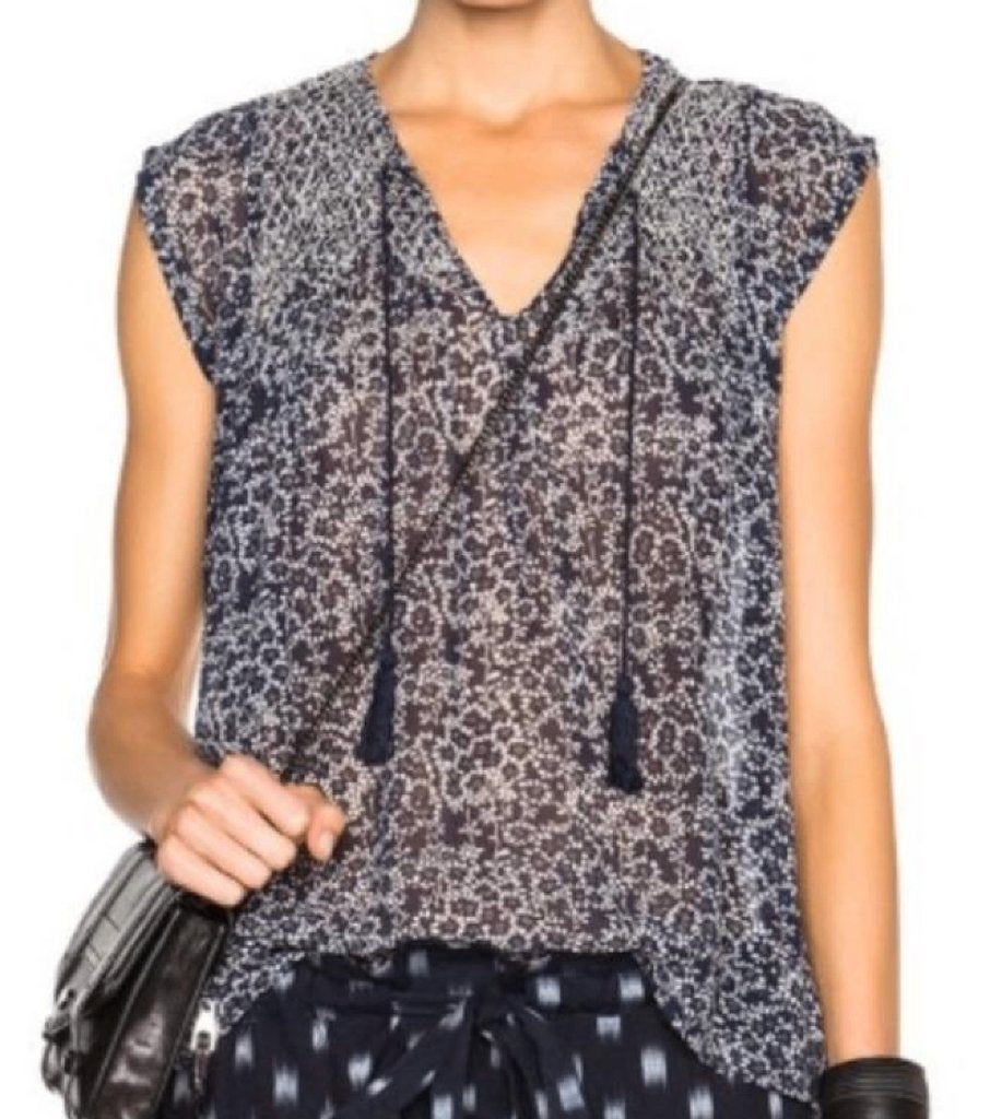 chiffon blouse / top 100% zijde Ulla Johnson mt 0 XS/M blauw, Zo goed als nieuw, Maat 34 (XS) of kleiner, Ulla Johnson, Verzenden
