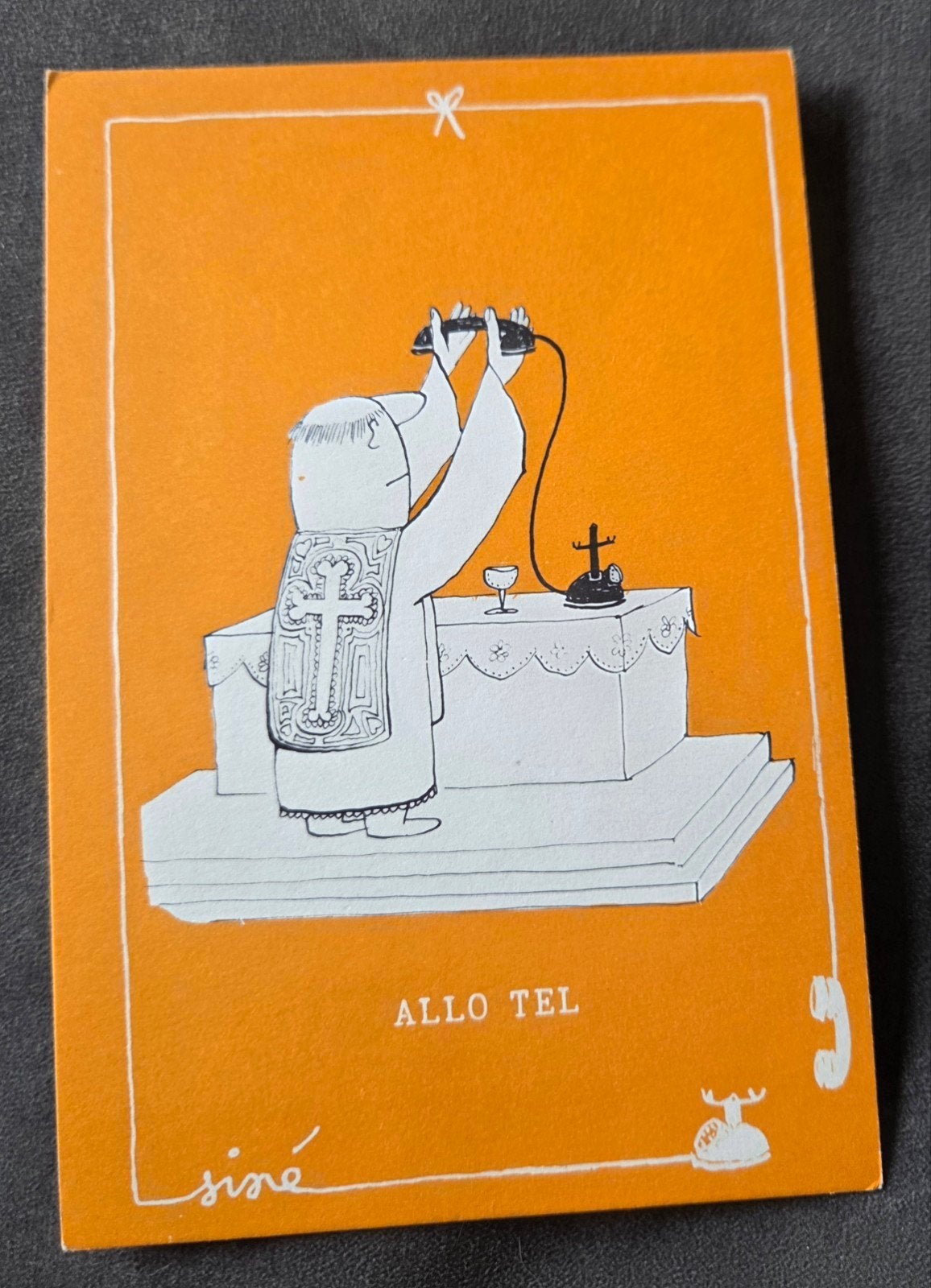Priester aan de telefoon - Siné, Verzamelen, Verzenden, 1960 tot 1980, Ongelopen, Overige thema's
