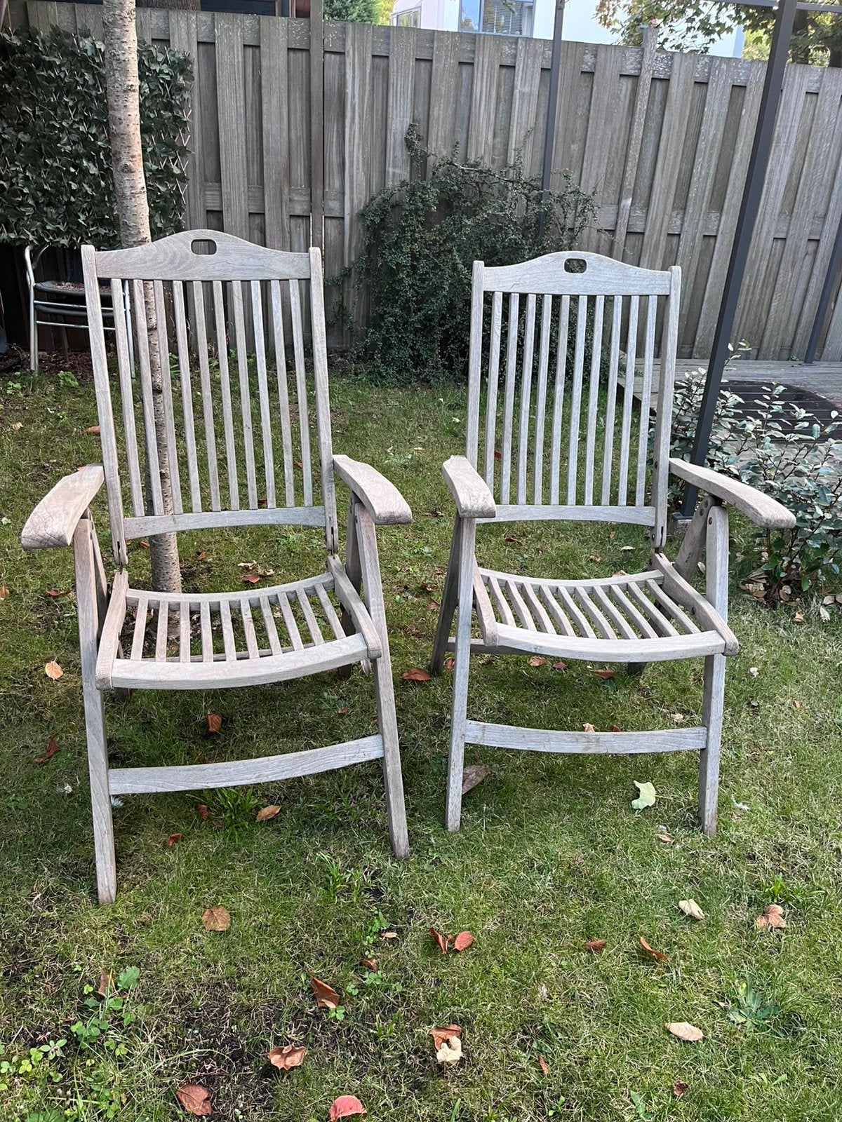 Teak houten verstelbare vintage tuinstoelen, Tuin en Terras, Ophalen, Gebruikt, Teakhout, Verstelbaar