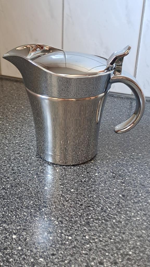 Dubbelwandige sauskan, Overige typen, Zilver, Ophalen of Verzenden, Zo goed als nieuw