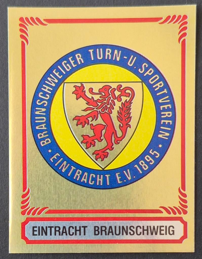 Zeldzame Panini sticker embleem Eintracht Braunschweig 1984, Ophalen of Verzenden, Zo goed als nieuw, Buitenlandse clubs, Poster, Plaatje of Sticker