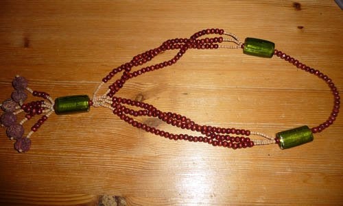 ketting met houten en glazen kralen, Ophalen of Verzenden, Gebruikt