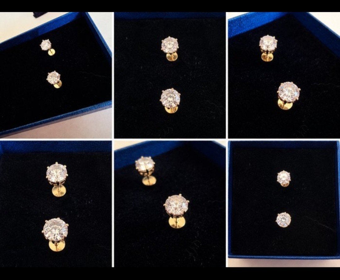 Elegante Gouden Oorknopjes met lab grown diamanten, Sieraden, Tassen en Uiterlijk, Oorbellen, Ophalen of Verzenden, Nieuw, Goud