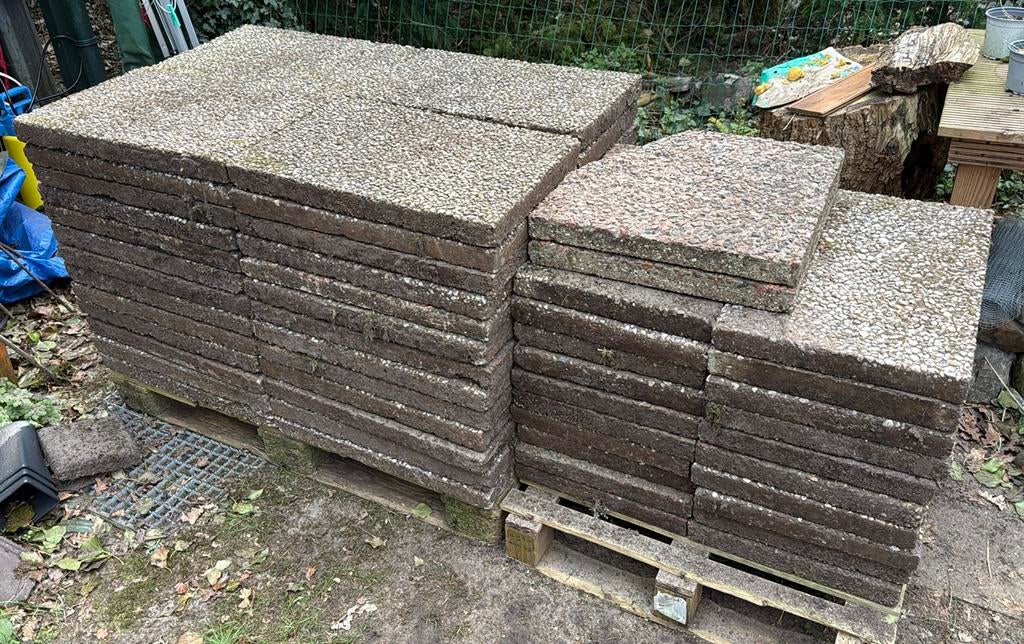 Gebruikte terrastegels met grindstructuur, Ophalen, Gebruikt, Minder dan 5 m², Grind
