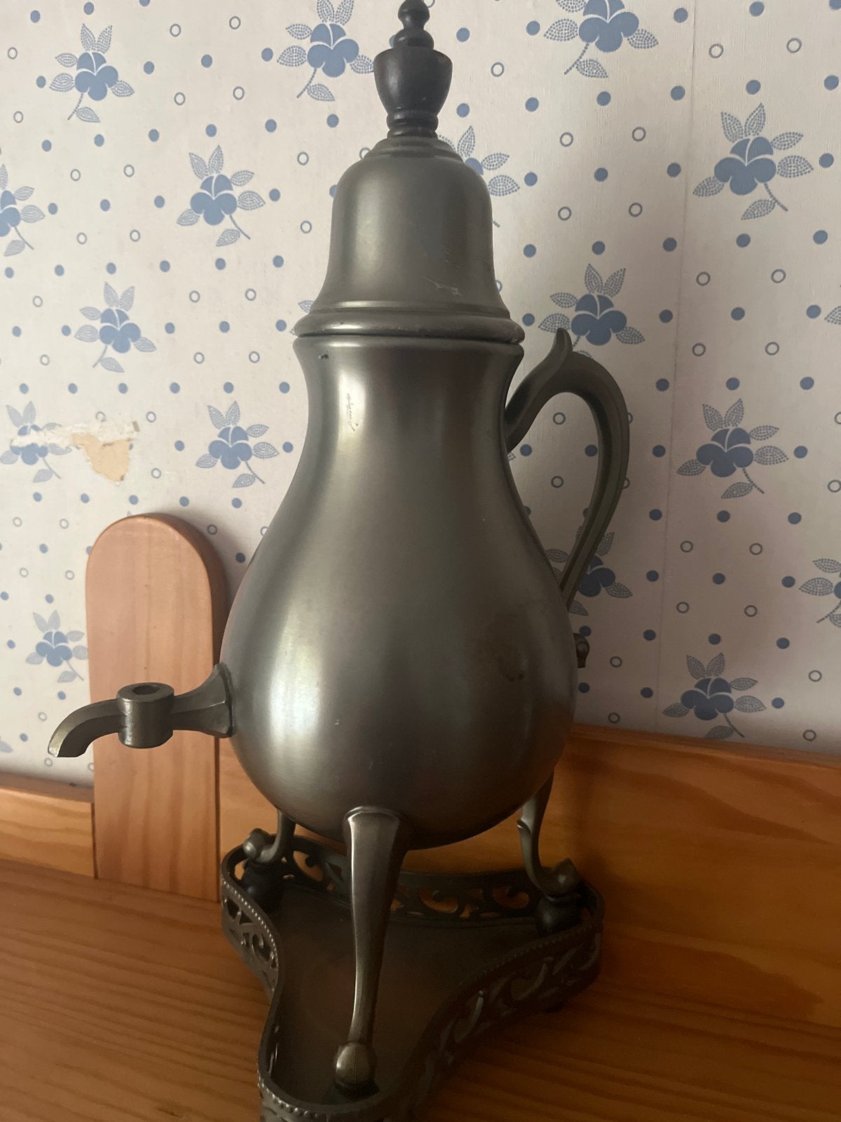 Antieke tinnen koffie- of theekan met kraan, Antiek en Kunst, Ophalen of Verzenden