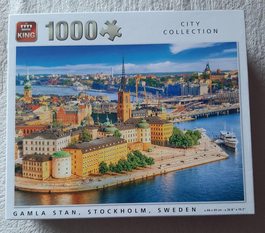 Legpuzzel Gamla Stan, Stockholm Zweden (KIng puzzel), Ophalen of Verzenden, 500 t/m 1500 stukjes, Zo goed als nieuw, Legpuzzel