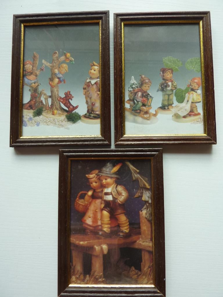 3 kleine en 1 groot HUMMEL schilderijtjes, Ophalen of Verzenden, Zo goed als nieuw