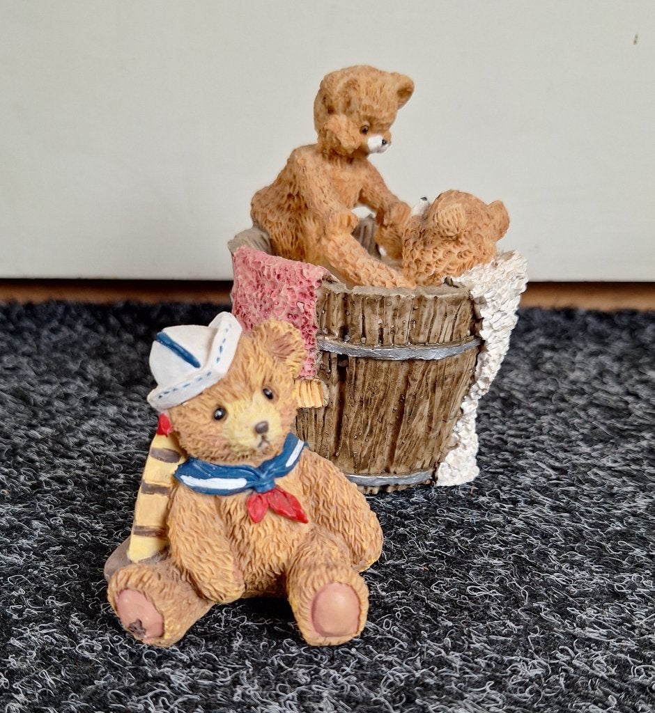 Schattige Beeldjes:Teddyberen in Bad en Matrozenpak, Verzamelen, Ophalen, Zo goed als nieuw, Beeldje, Overige merken