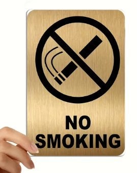 No Smoking metalen bordje goudkleurig (30x20cm), Ophalen of Verzenden, Nieuw, Reclamebord