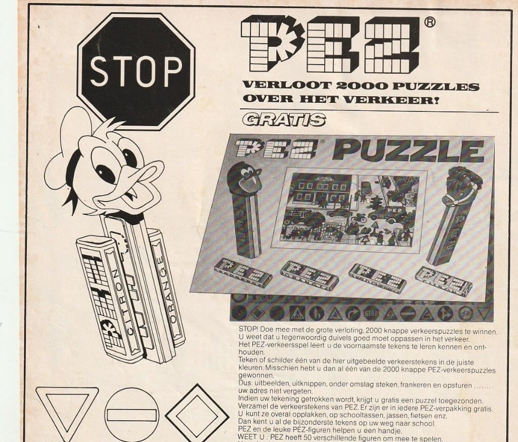 Retro reclame 1970 Pez snoep Donald Duck figuur, Verzamelen, Verzenden, Overige typen