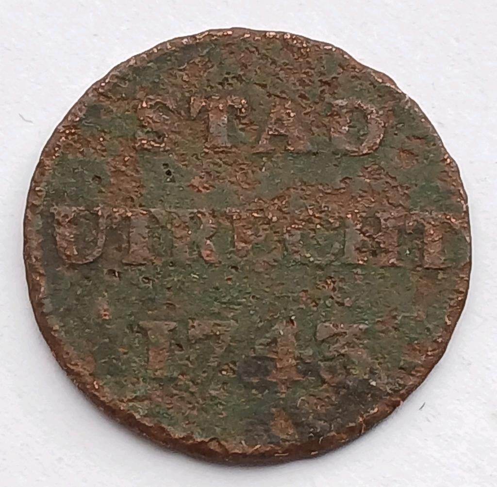 1 Duit 1743 Stad Utrecht Oude Antieke Munt Nederland, Ophalen of Verzenden, Vóór koninkrijk, Overige waardes