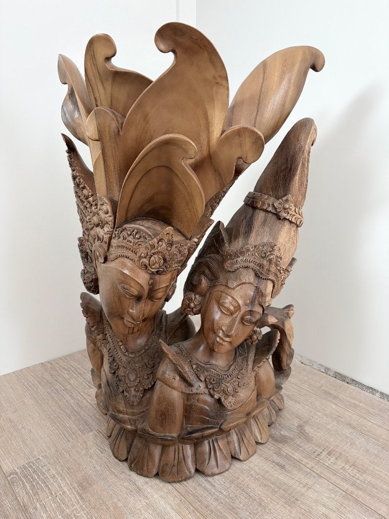 Balinees houtsnijwerk Rama en Sita, Ophalen, Houtsnijwerk, 50 - 100 cm, Handgemaakt