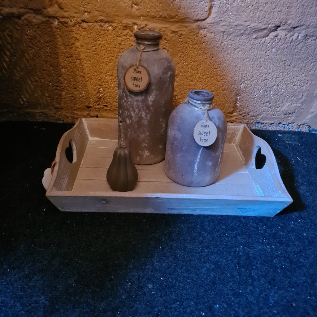Dienblad met decoratie, Ophalen, Rond, Hout