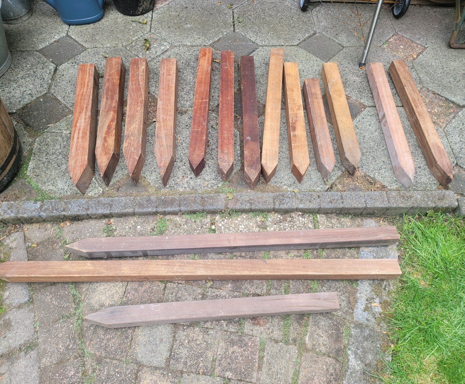Hardhouten azobe palen, diverse lengtes en maten 17 stuks, Ophalen, Palen, Nieuw, Hardhout