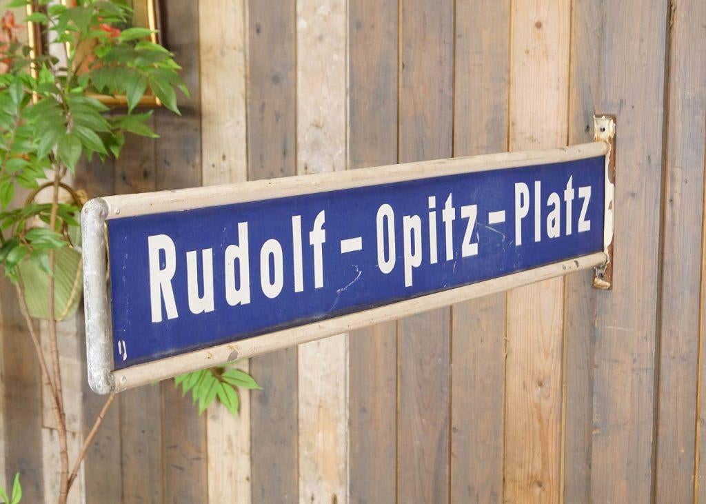 Oud straatnaambord Rudolf-Opitz-Platz - dubbelzijdig, Ophalen of Verzenden