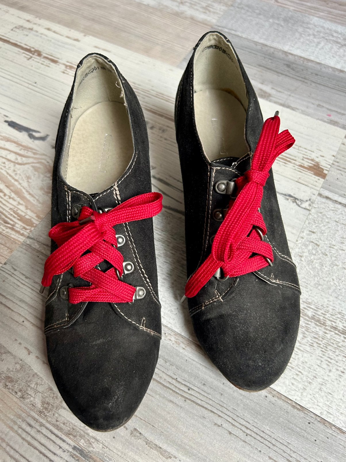 Zwarte veterschoen met sleehak combi van oxford/dandy - 40, Ophalen of Verzenden, Zo goed als nieuw, Zwart