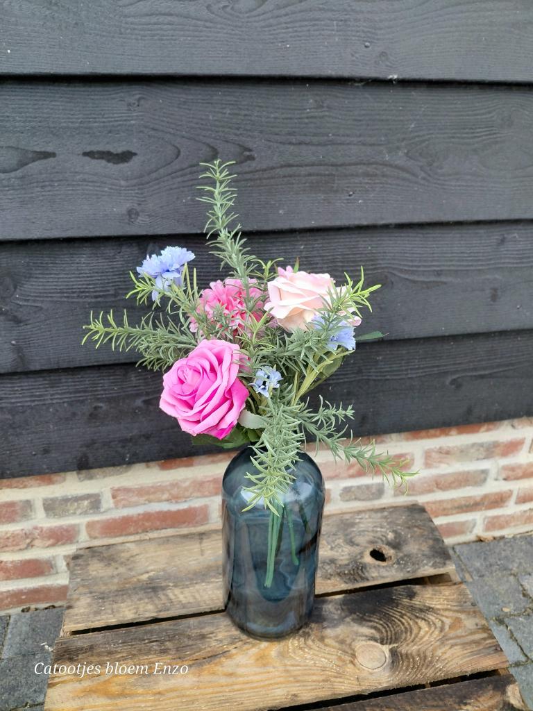 Zijdebloemen boeket, 35 cm, -, Handgemaakt, -