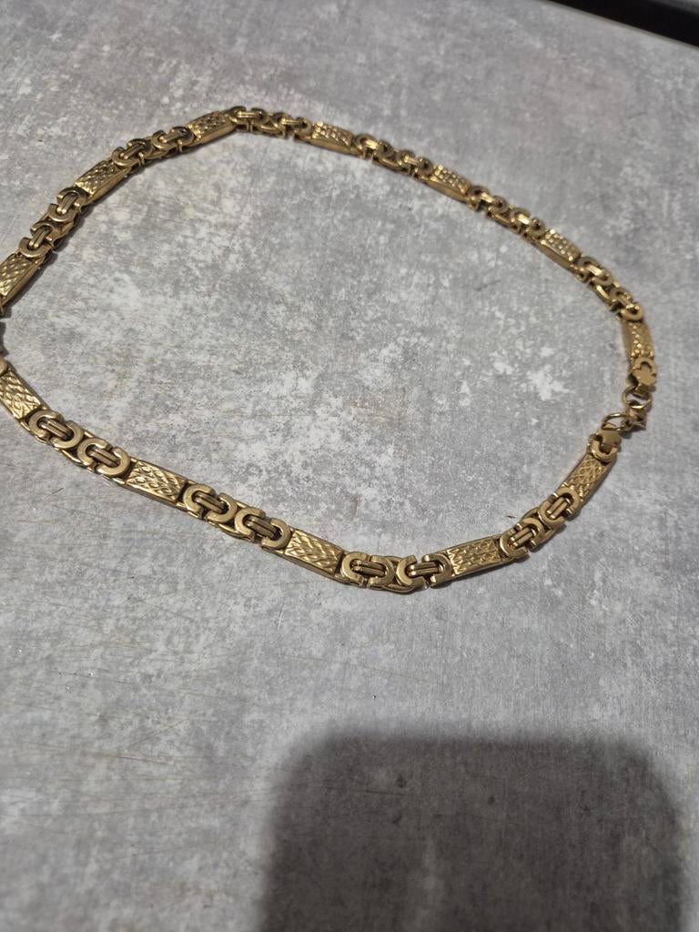 Platte koningsketting verguld, Sieraden, Tassen en Uiterlijk, Kettingen, Ophalen of Verzenden, Nieuw, Goud, Overige materialen
