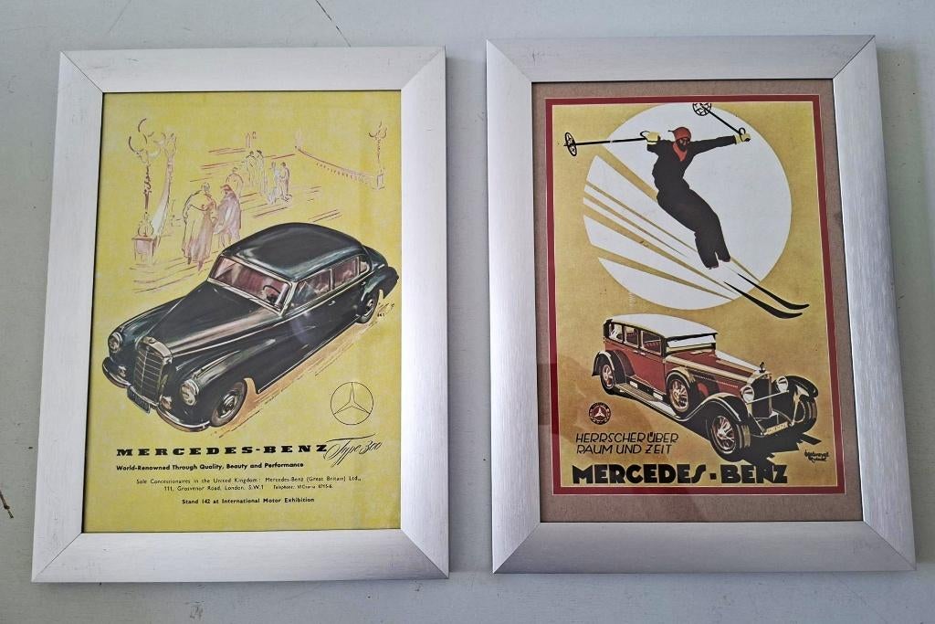 ingelijste advertenties Mercedes vintage modellen reclame, Ophalen of Verzenden, Zo goed als nieuw, Auto's