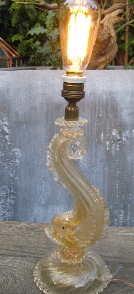 BAROVIER MURANO LAMP 1950 DOLFIJN GOUDLUSTER, Antiek en Kunst, Ophalen of Verzenden
