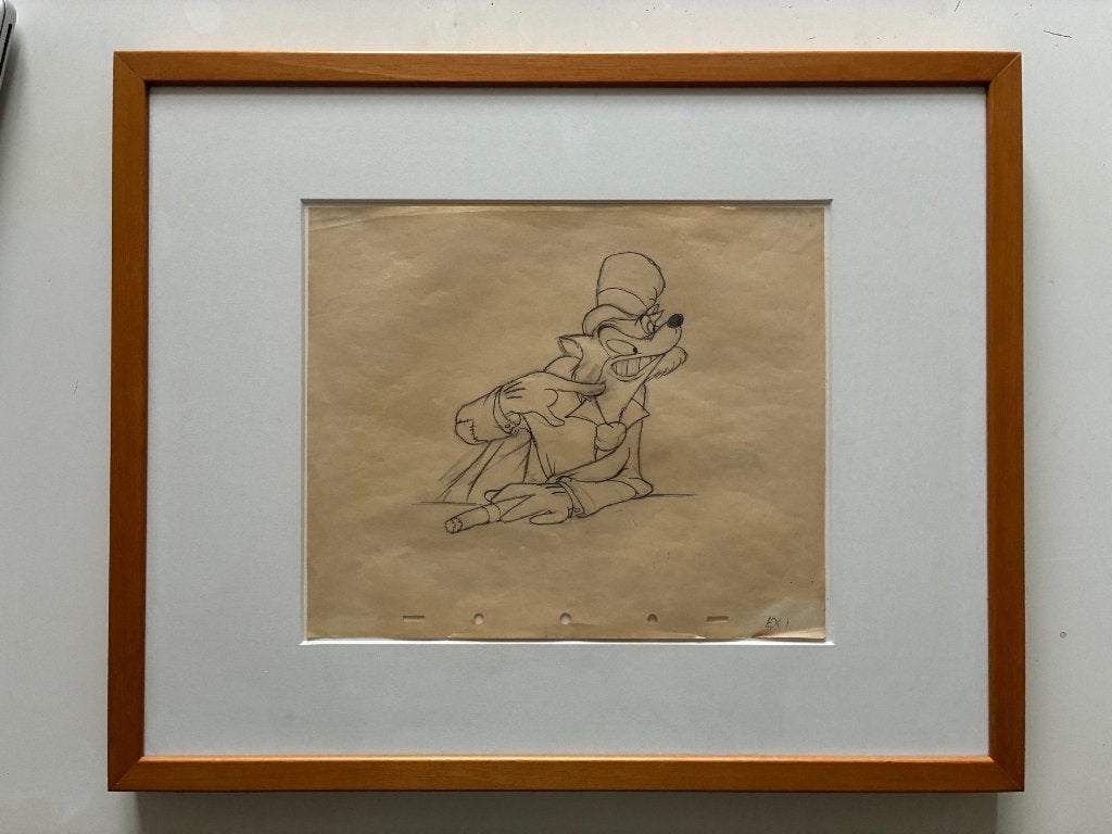 Rough Animation Drawing "Honest John" Disney's Pinocchio1940, Verzamelen, Ophalen of Verzenden, Overige figuren, Gebruikt, Pen, Potlood of Stift